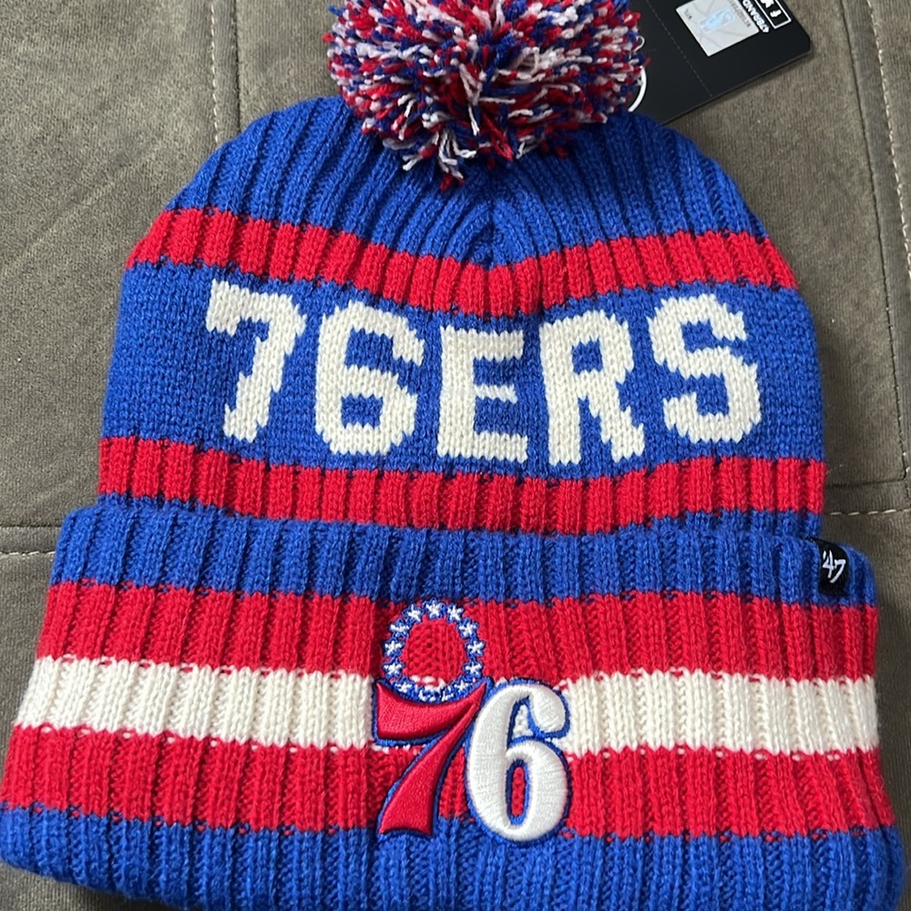Sixers Philadelphia 76ers pompom beanie hat - Picture 3 of 3